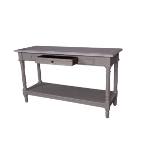 wooden console table with marble top 130 × 55 × 85 cm