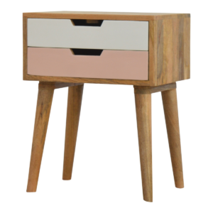wooden bed side table with 2 drawers 50 × 35 × 66 cm