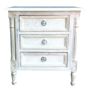 wooden bed side table with 3 drawers
